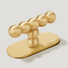 Plank Hardware Handle with Backplate BOBBIN Single T Pull - Brass