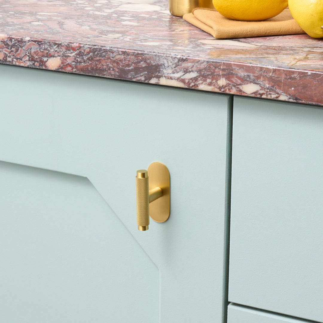 Brass Single T-Bar Cabinet Pull | Knurled Cabinet Pulls – Plank Hardware, image size:1080x1080