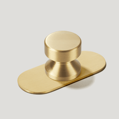 Plank Hardware Knob with Backplate FELIX Round Cabinet Knob - Brass