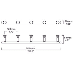 PULLMAN Wooden Wall Mounted Coat Rack - Dark Oak / Brass