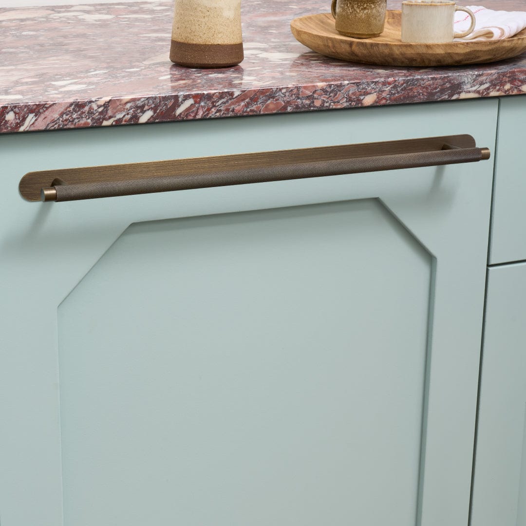 Plank Hardware 16.54" (14.37" CC) / Pull Only KEPLER Knurled Closet Bar Pull - Antique Brass