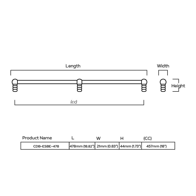 Plank Hardware 18.82" (18" CC) ESBEN Appliance Pull - Polished Nickel