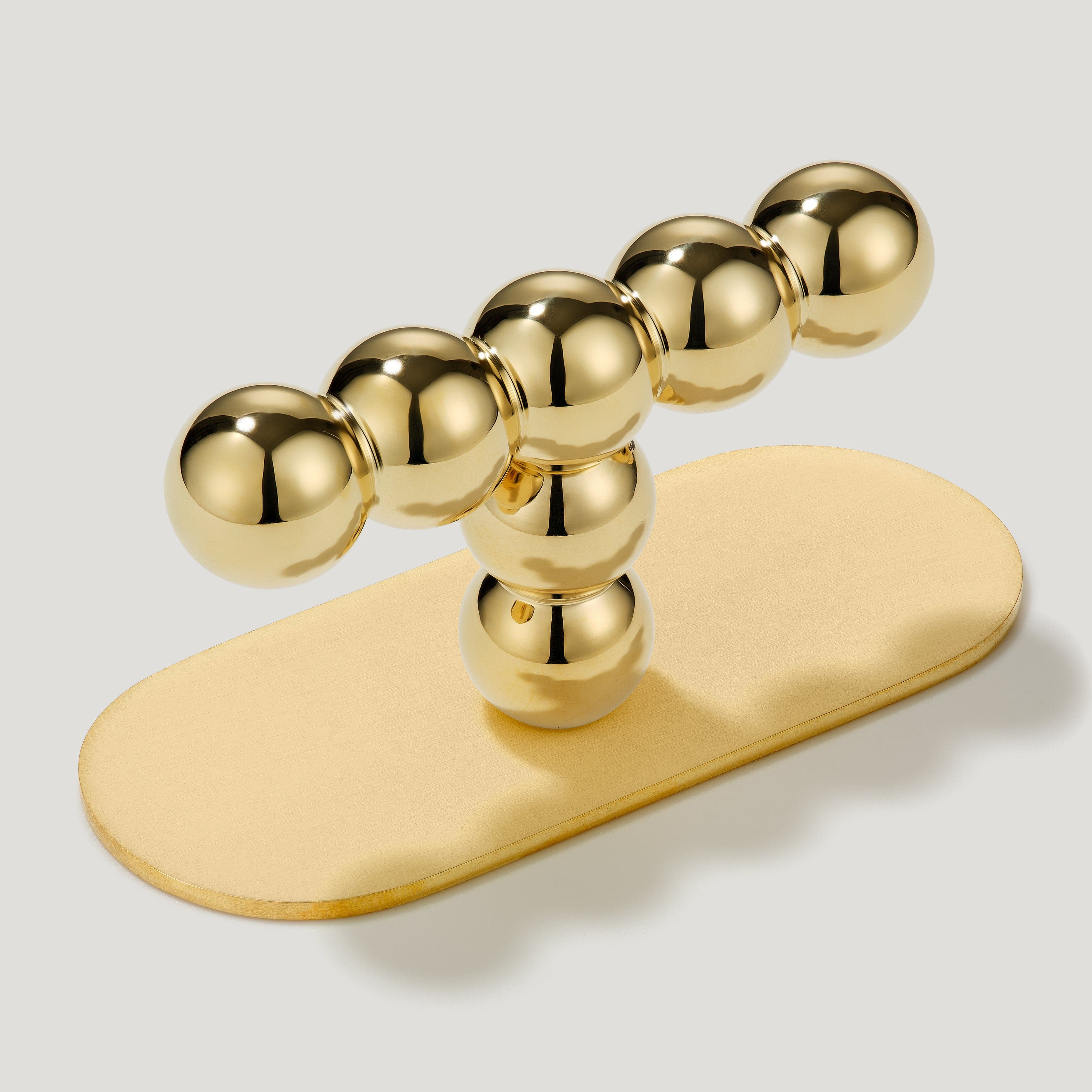 Plank Hardware 2.36" / Pull with Backplate BOBBIN Single T Pull - Unlacquered Brass