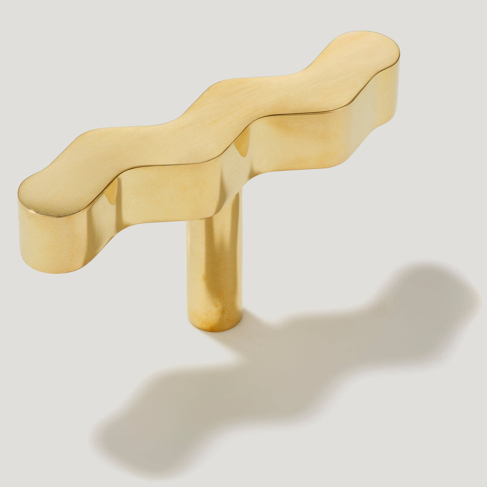 SQUIGGLE Single T Pull - Unlacquered Brass