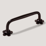 Plank Hardware 4.37" (3.78" CC) ADA Pull with Flower Backplates - Blackened Bronze