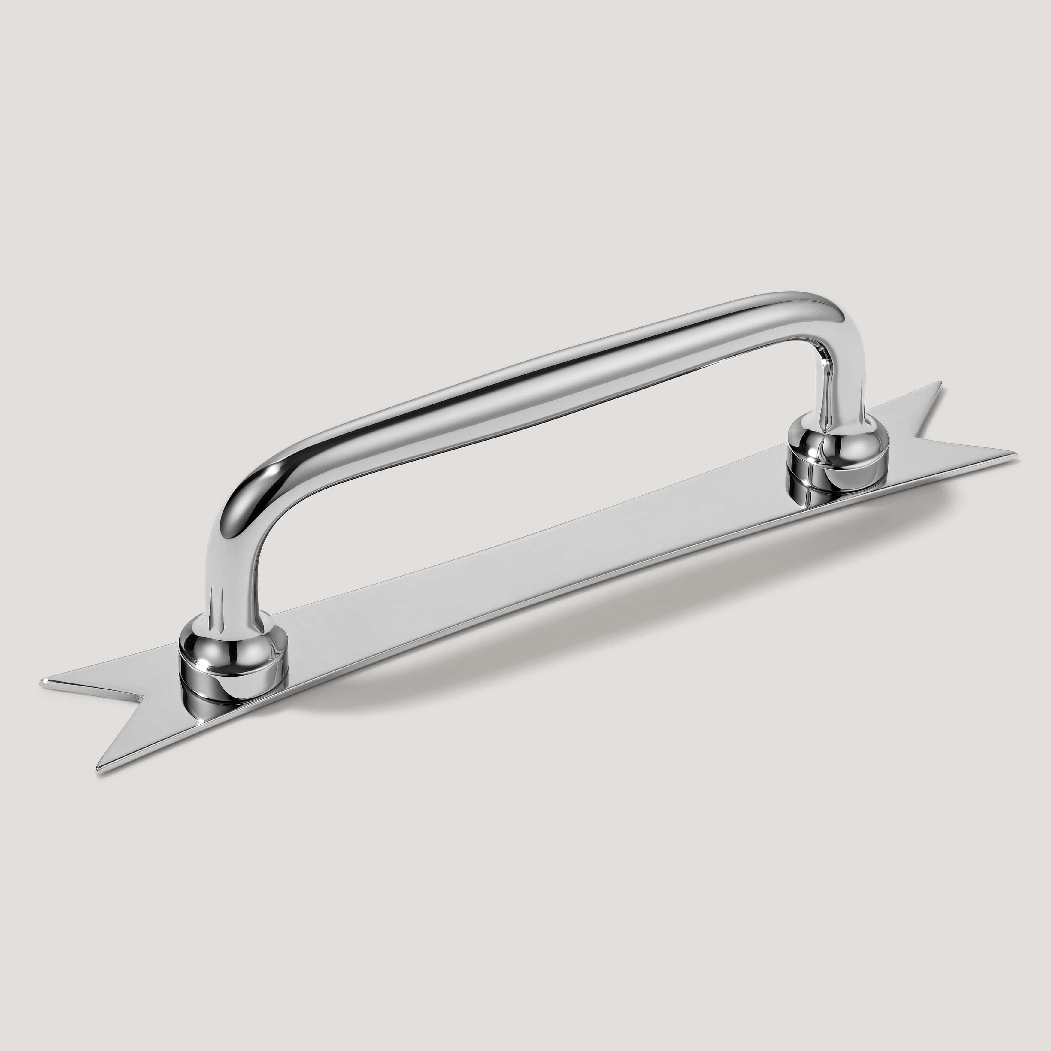 Plank Hardware 4.37" (3.78" CC) ELIZA Pull with Ribbon Backplate - Polished Nickel