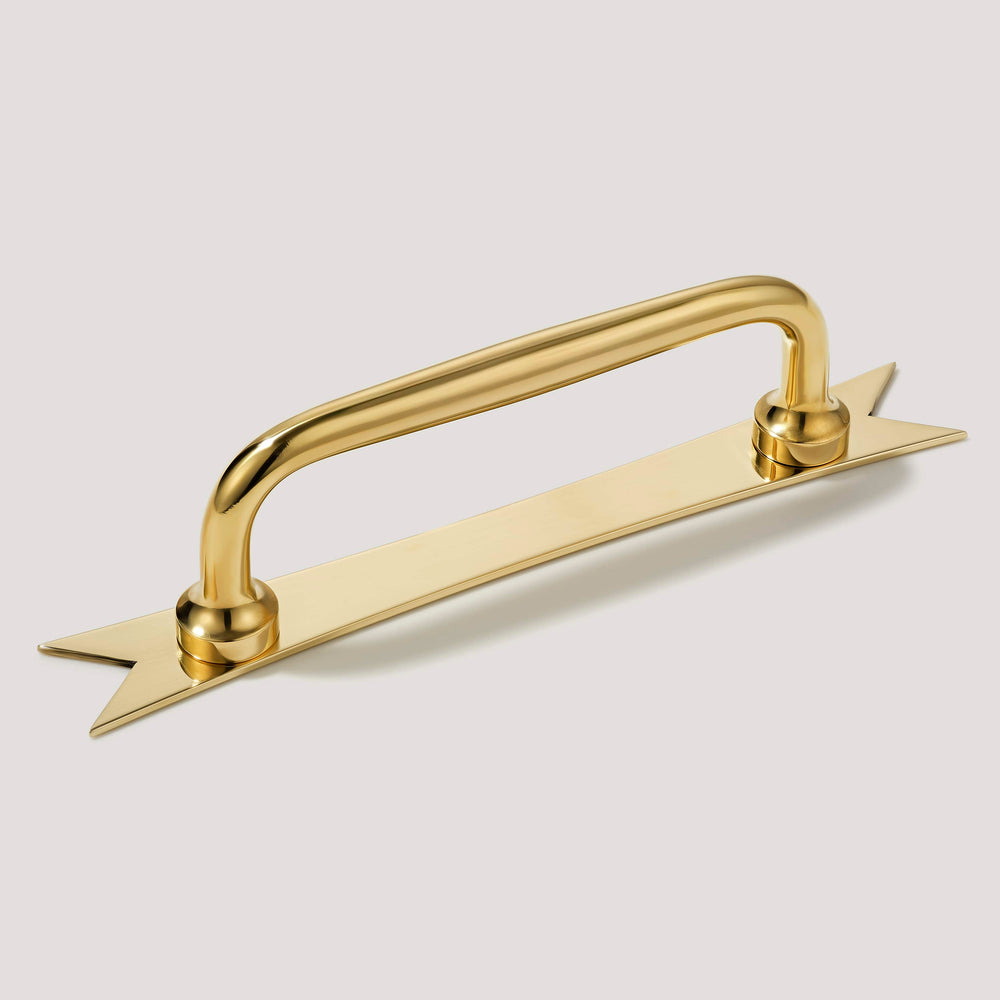 ELIZA Pull with Ribbon Backplate - Unlacquered Brass