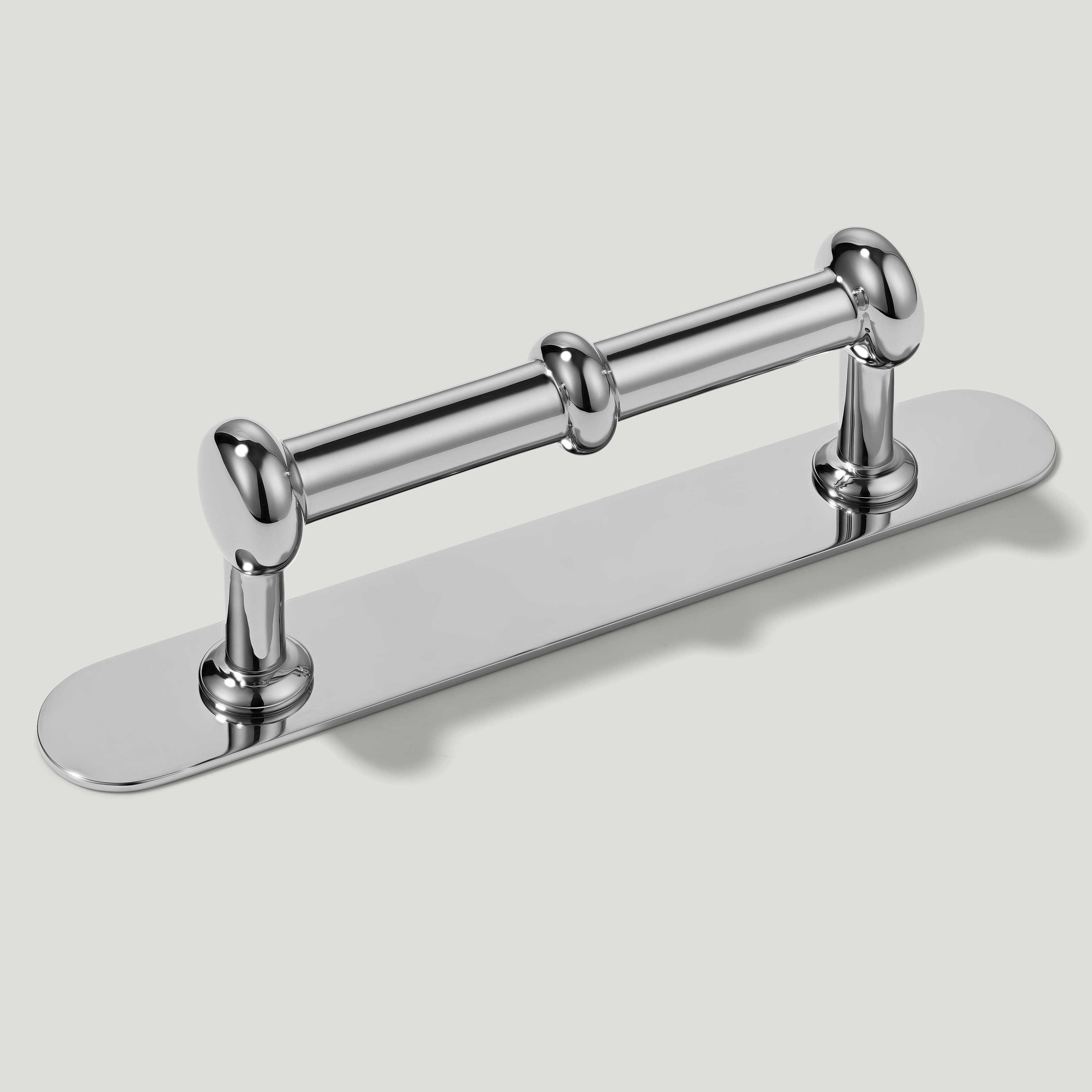 Plank Hardware 4.37" (3.78" CC) / Pull with Backplate PEYTON Traditional D Bar Pull - Polished Nickel