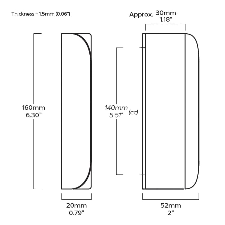 Plank Hardware 6.30'' (5.51'' CC) FOLD Long Edge Pull - Brass