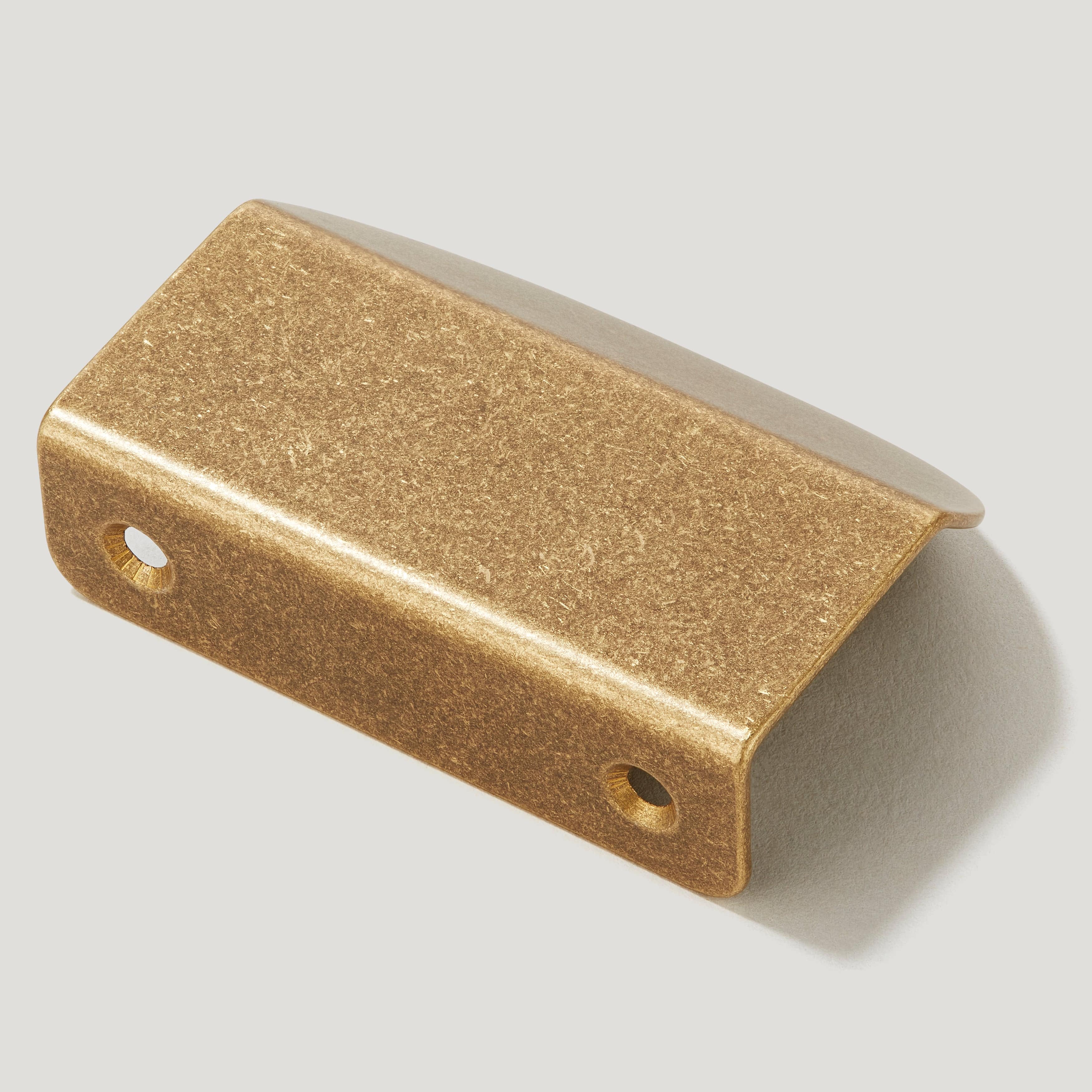 Plank Hardware 70mm (50mm CC) FOLD Short Edge Pull - Aged Brass