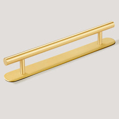 Plank Hardware 8.66'' (6.30'' CC) / Pull with Round Backplate WATT T-Bar Pull - Brass