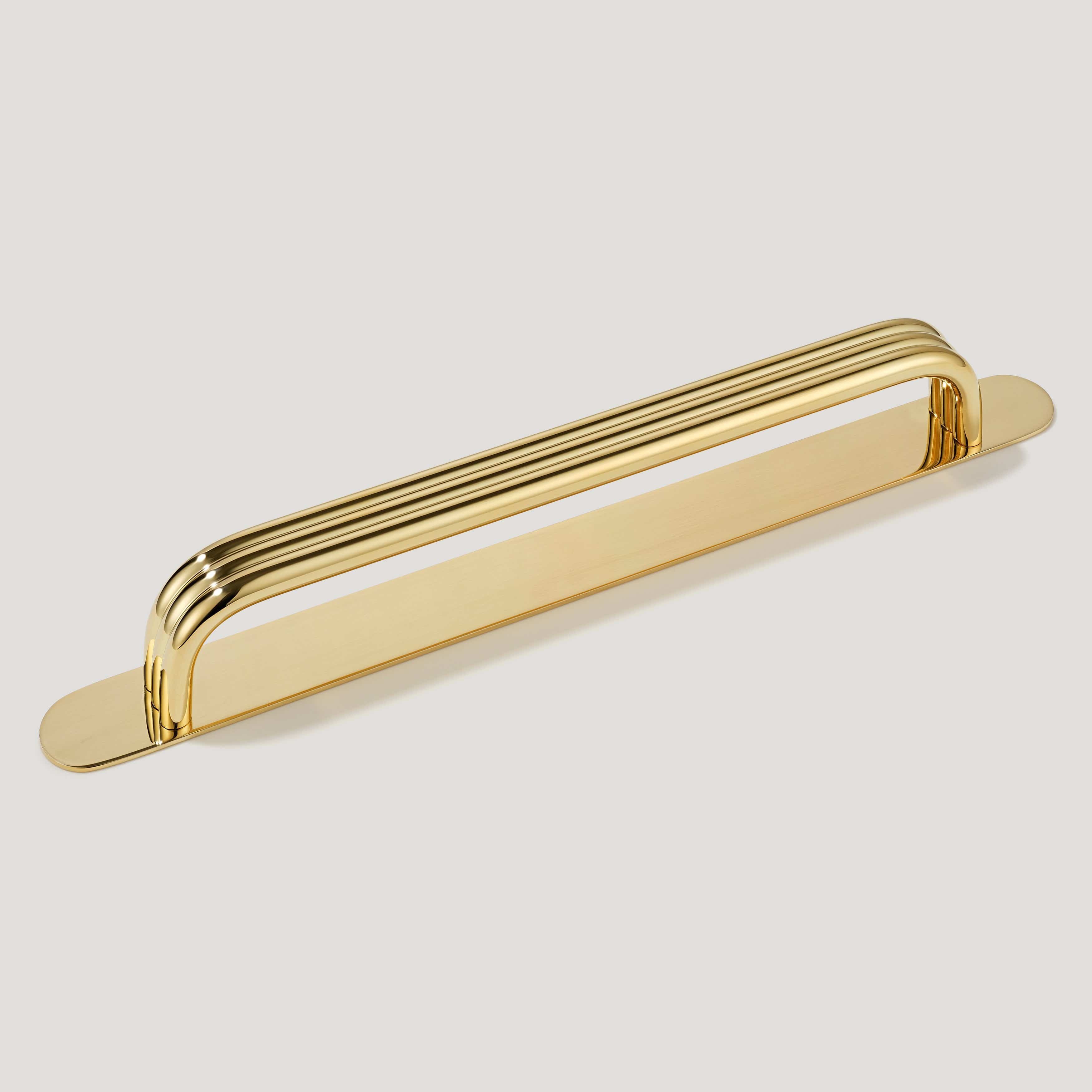 Plank Hardware 8.98" (8.66" CC) / Pull with Backplate ALVA Tubular D Bar Pull - Unlacquered Brass