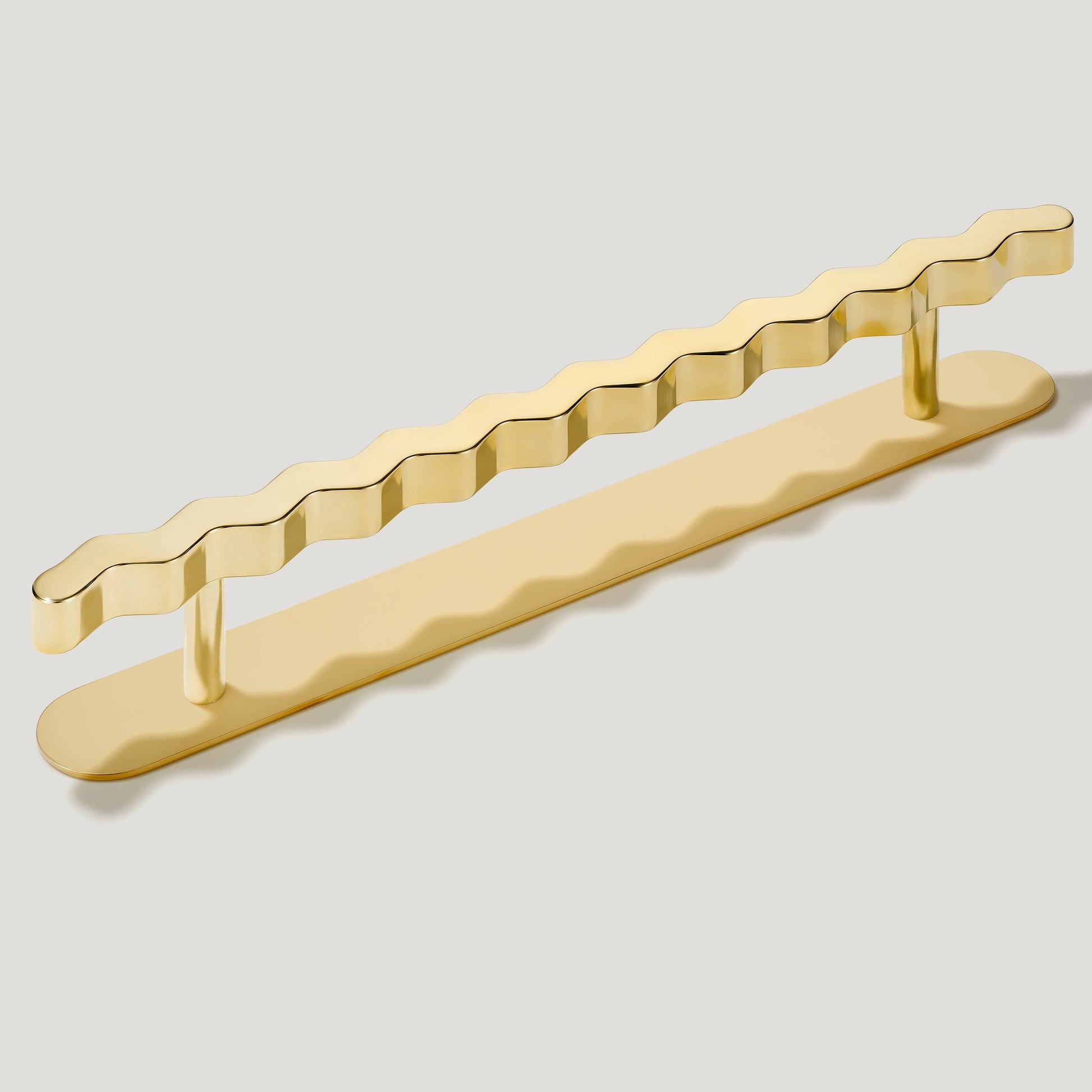 Plank Hardware 9.06" (6.3" CC) / Pull with Backplate SQUIGGLE T Bar Pull - Unlacquered Brass