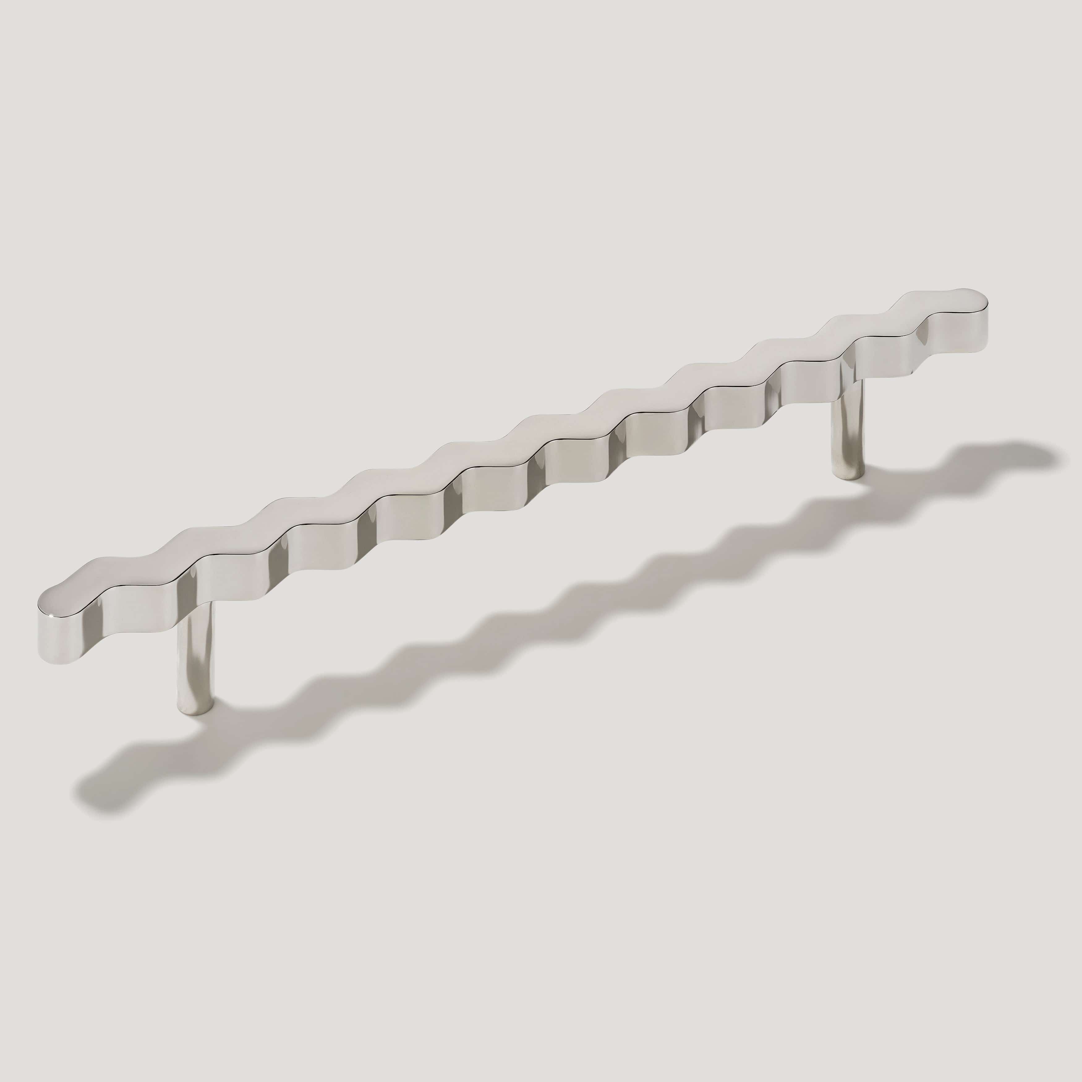 Plank Hardware 9.06" (6.3" CC) SQUIGGLE 230mm T Bar Pull - Polished Nickel