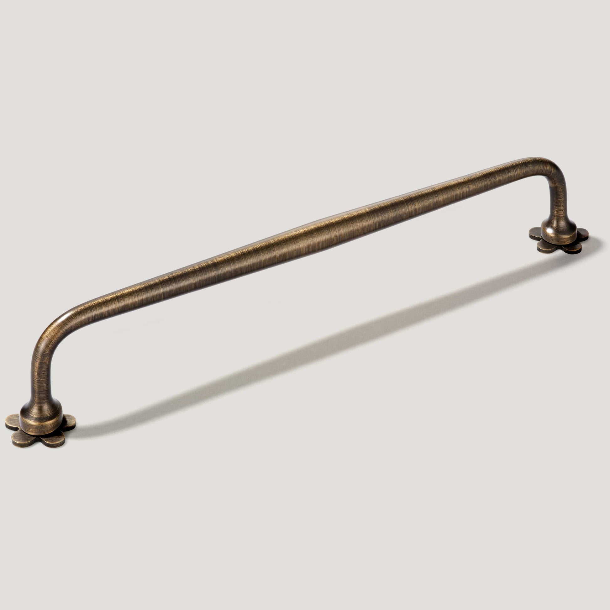 Plank Hardware 9.25" (8.66" CC) ADA Pull with Flower Backplates - Antique Brass