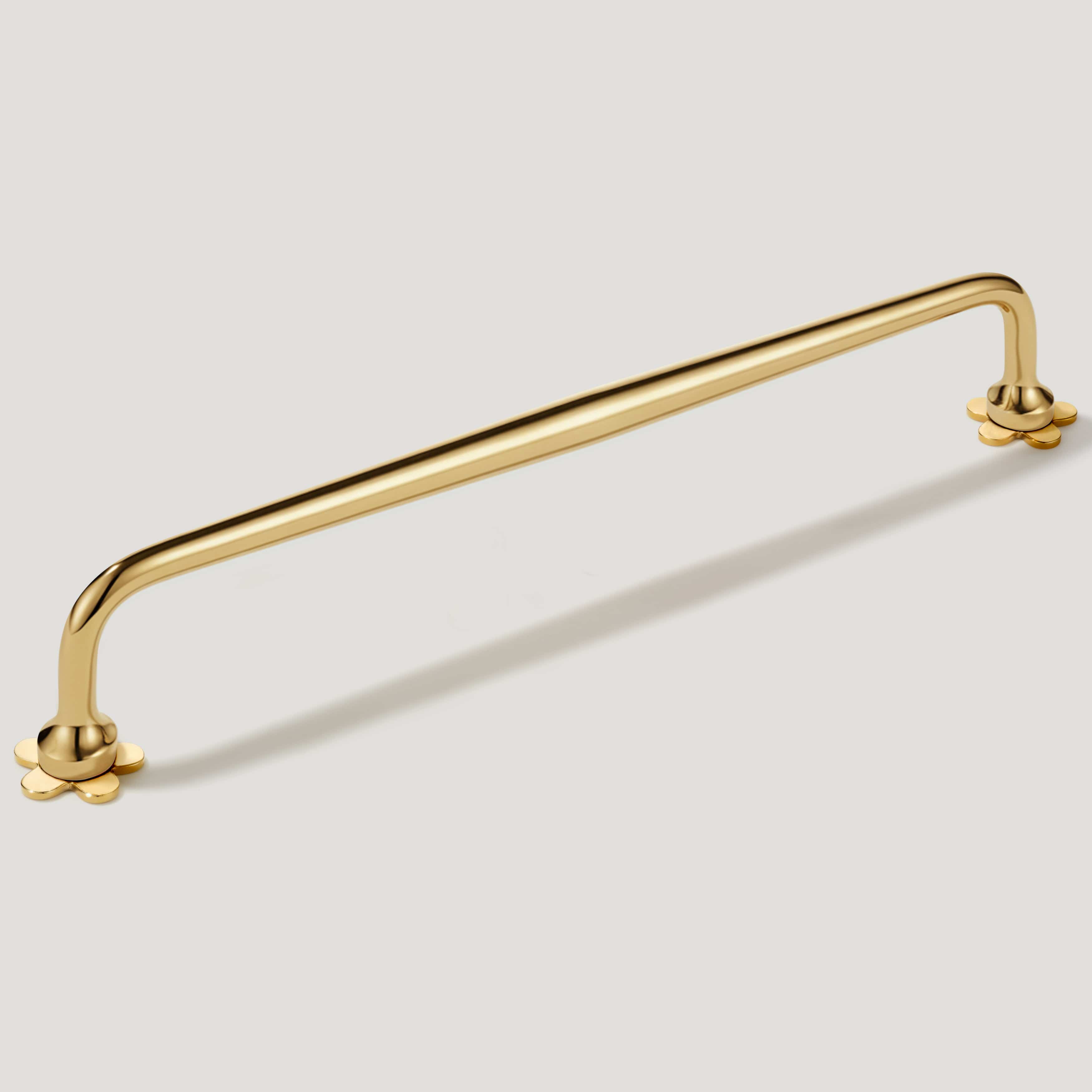 Plank Hardware 9.25" (8.66" CC) ADA Pull with Flower Backplates - Unlacquered Brass
