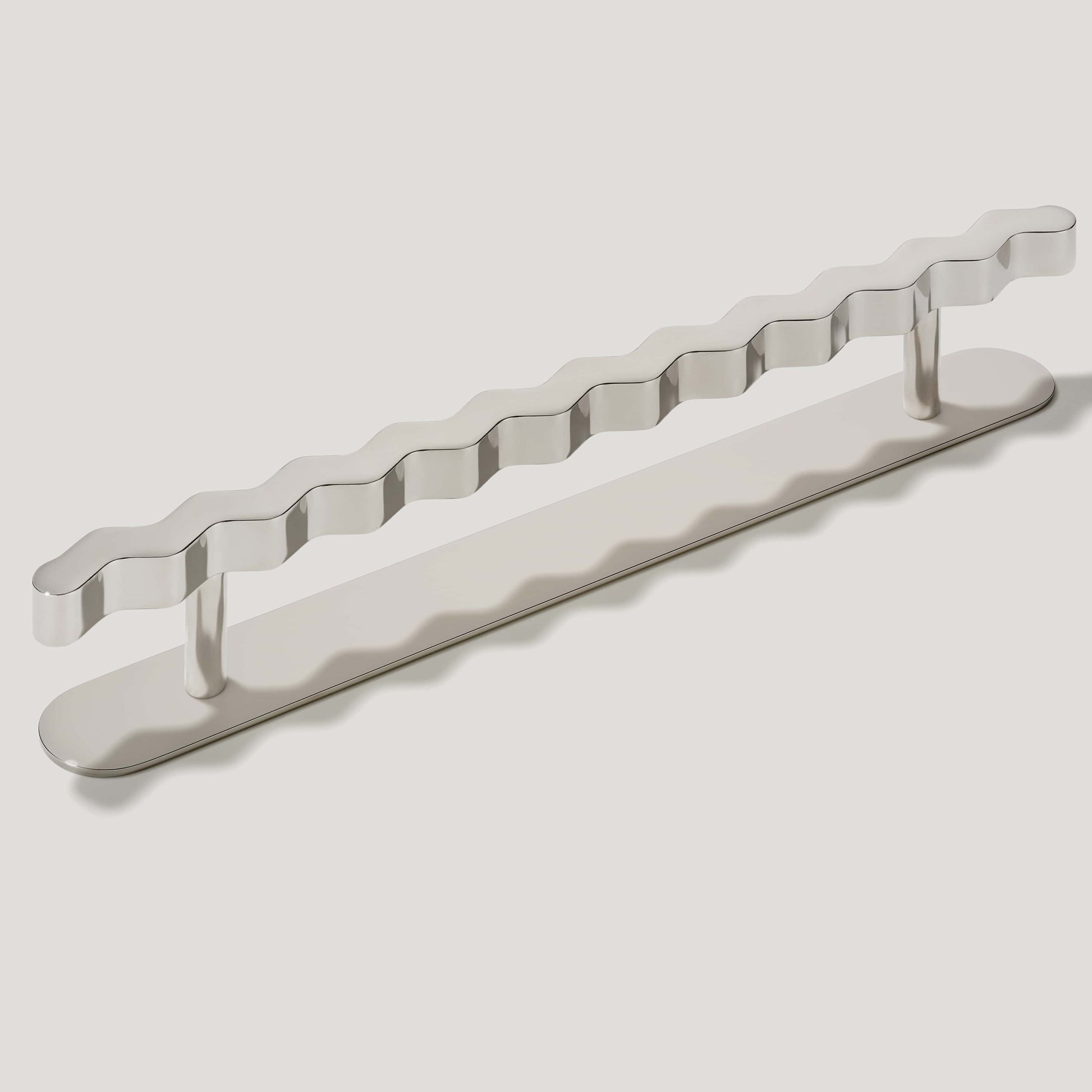 Plank Hardware 9" (6.3" CC) / Pull with Backplate SQUIGGLE Pull - Polished Nickel