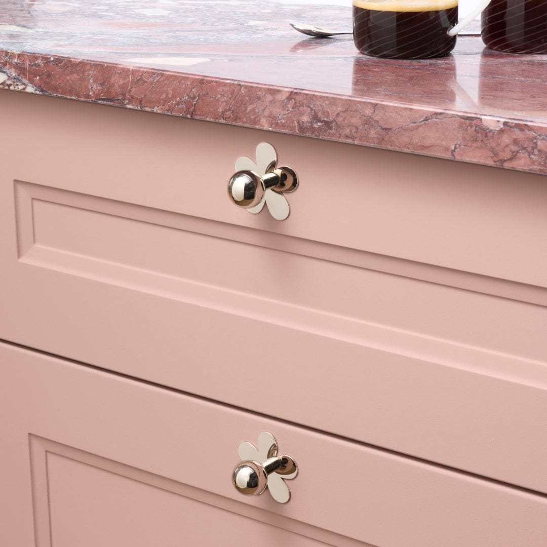 Plank Hardware ADA Flower Knob Backplate - Polished Nickel