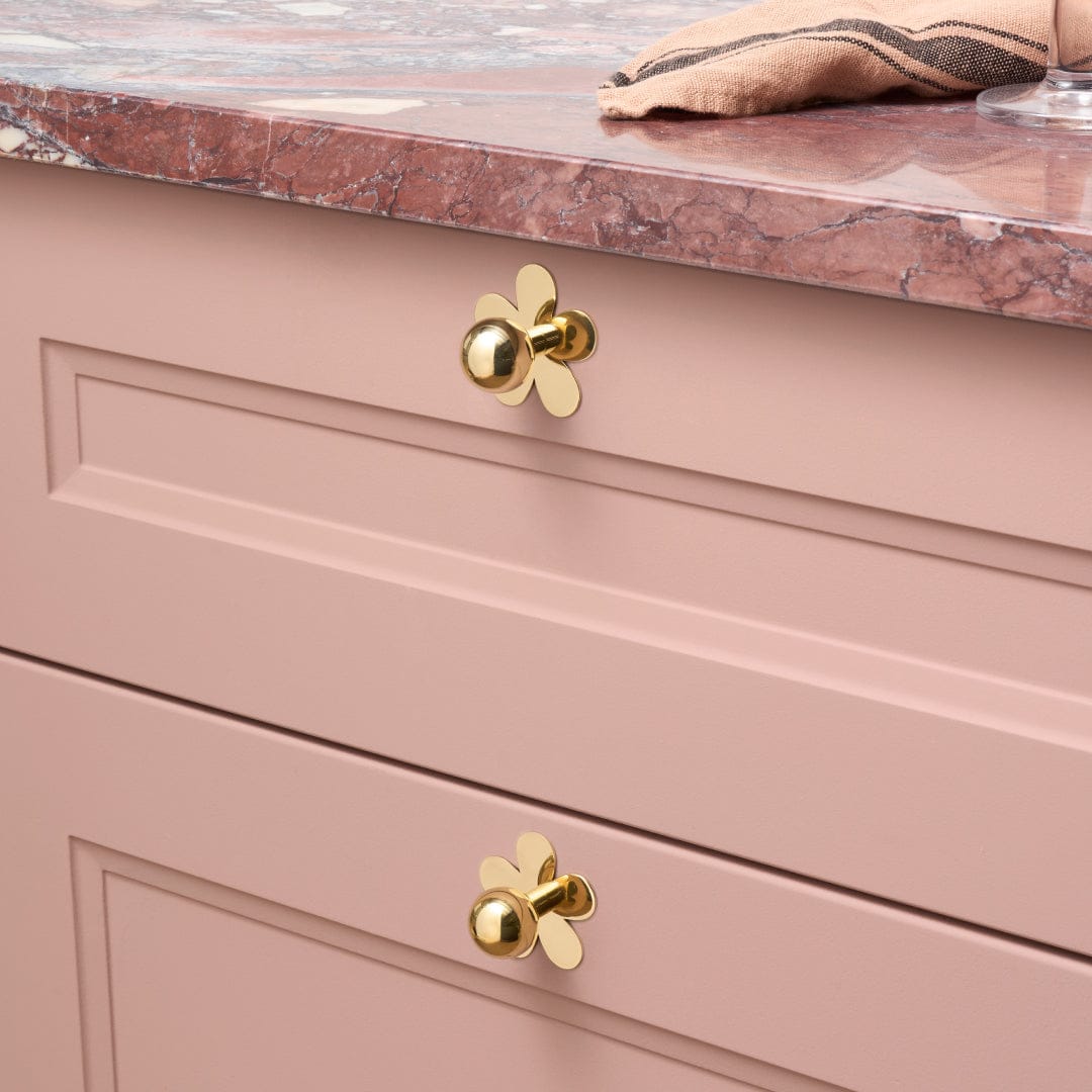 Plank Hardware ADA Flower Knob Backplate - Unlacquered Brass