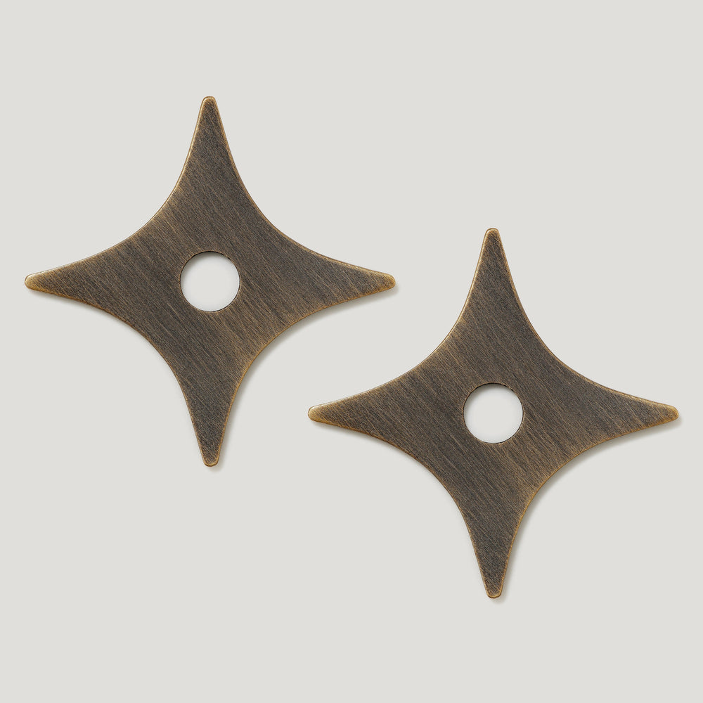 ADA Pair of Small Star Pull Backplate - Antique Brass