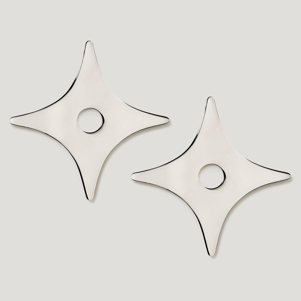 ADA Pair of Small Star Pull Backplate - Polished Nickel