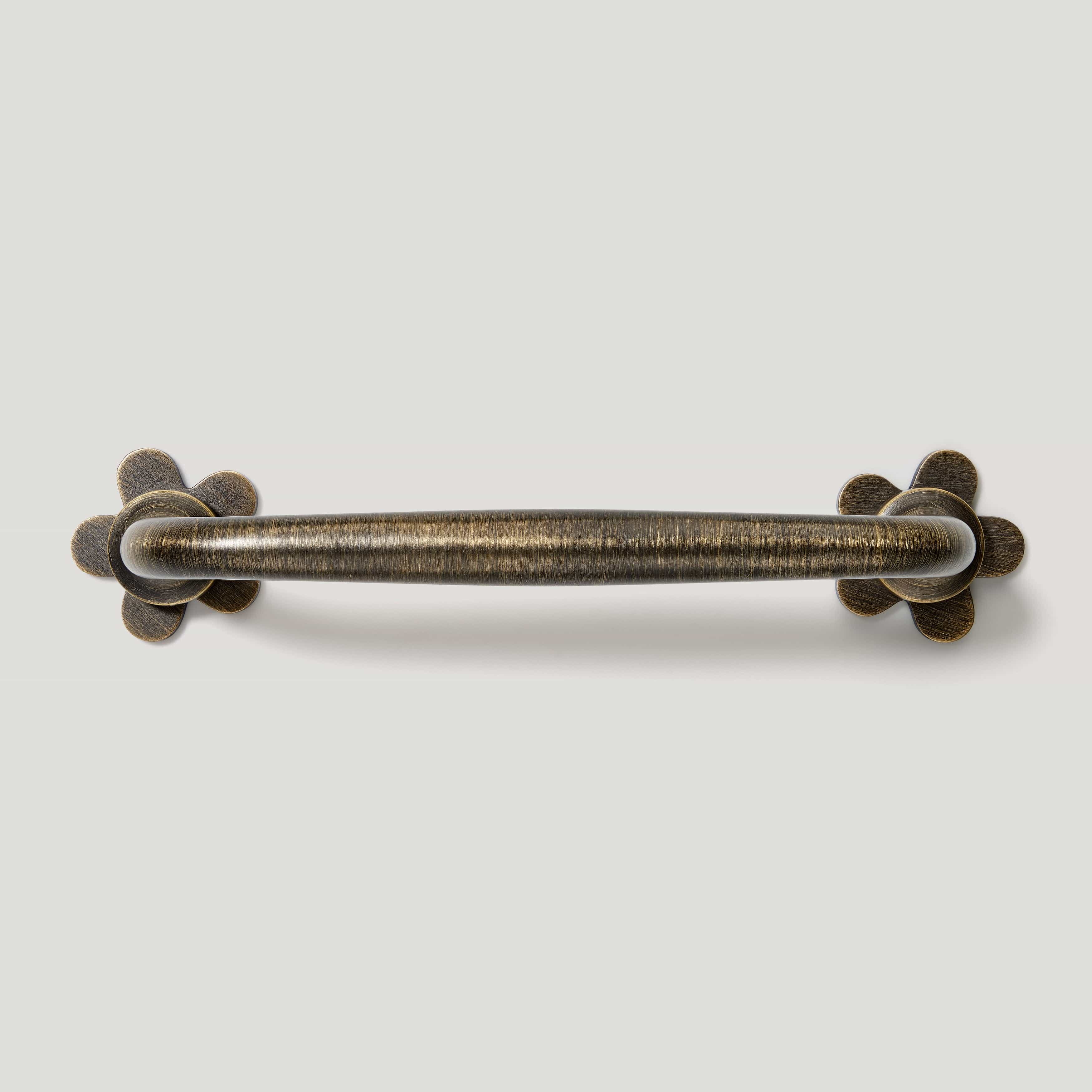 Plank Hardware ADA Pair of Small Flower Pull Backplate - Antique Brass