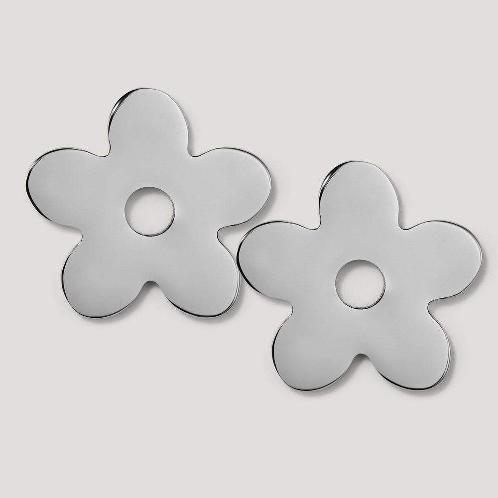 ADA Pair of Small Flower Pull Backplate - Polished Nickel