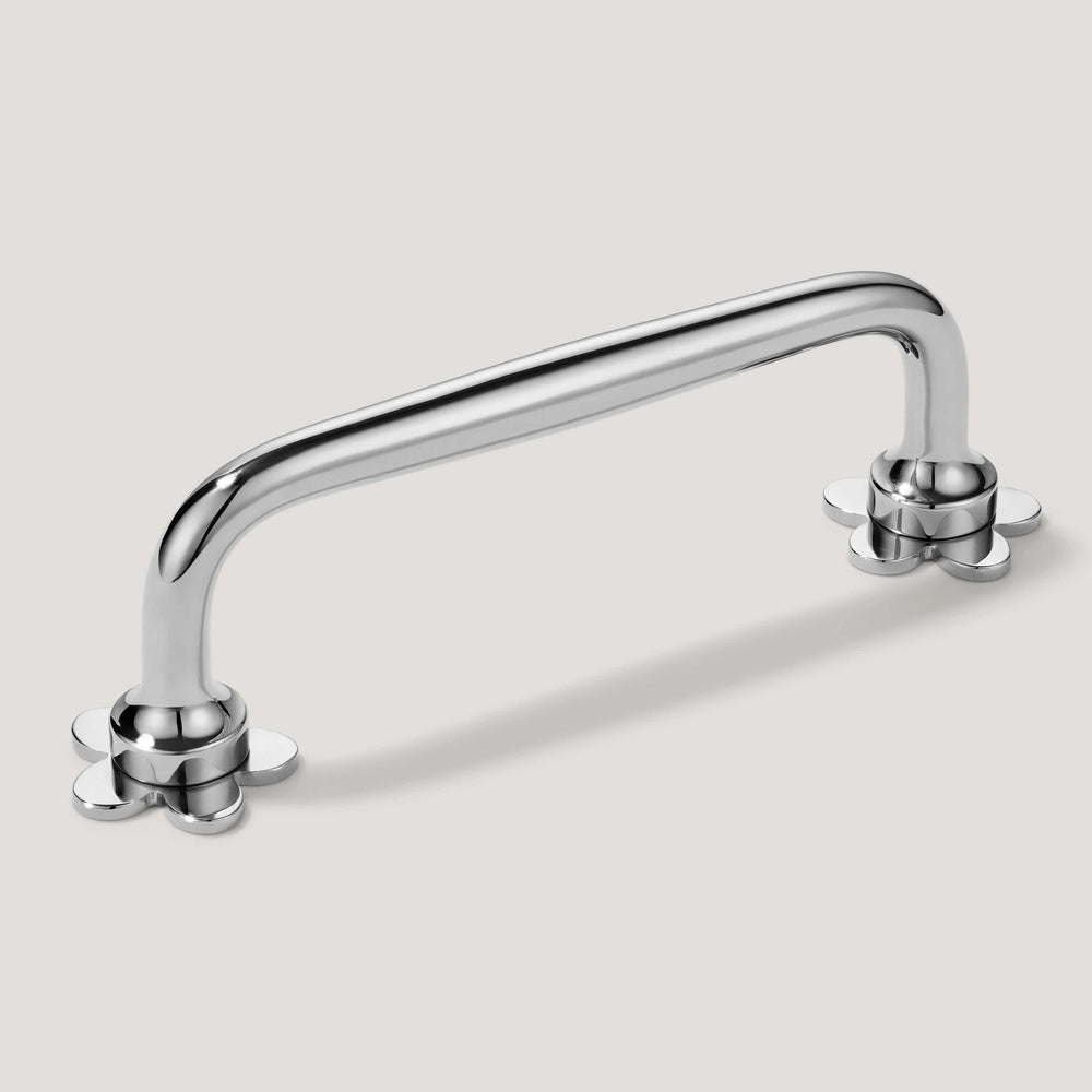 ADA Pull with Flower Backplates - Polished Nickel