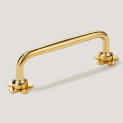 ADA Pull with Flower Backplates - Unlacquered Brass