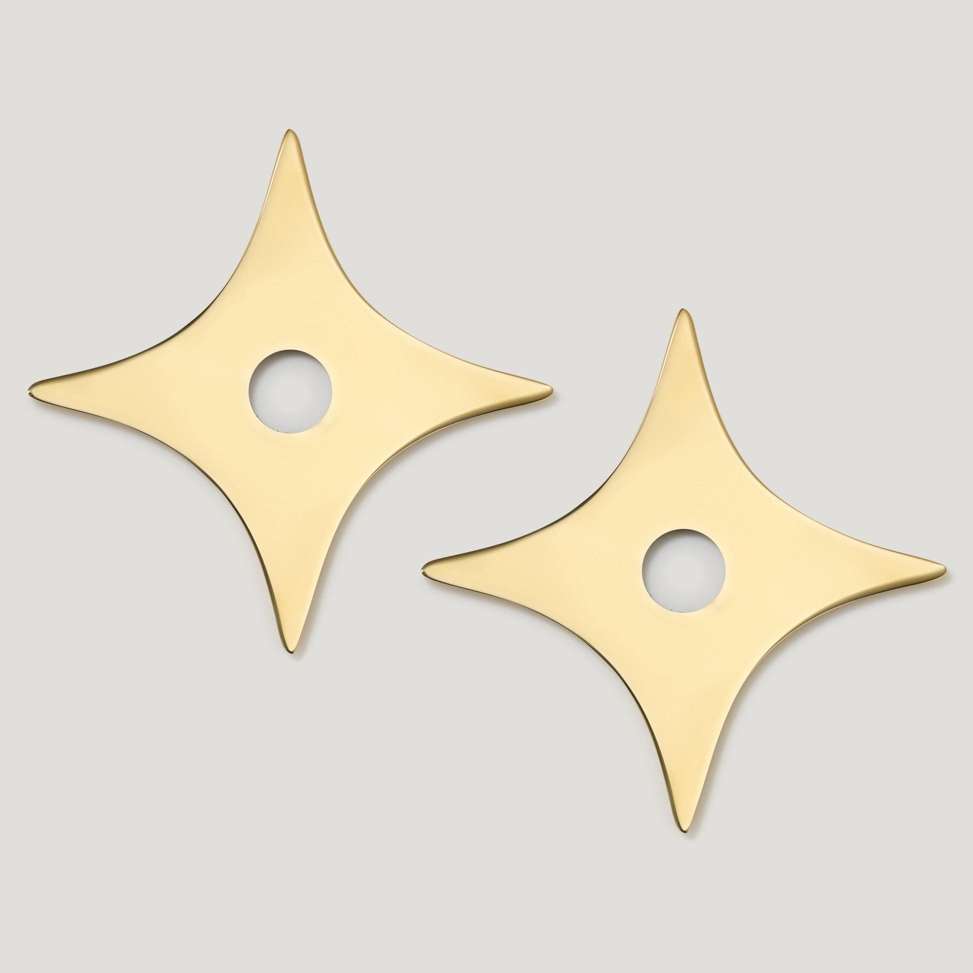 Plank Hardware ADA Pair of Small Star Handle Backplate - Unlacquered Brass