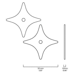 Plank Hardware ADA Pair of Small Star Pull Backplate - Brass