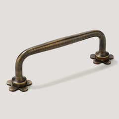 Plank Hardware ADA Pull with Flower Backplate - Antique Brass
