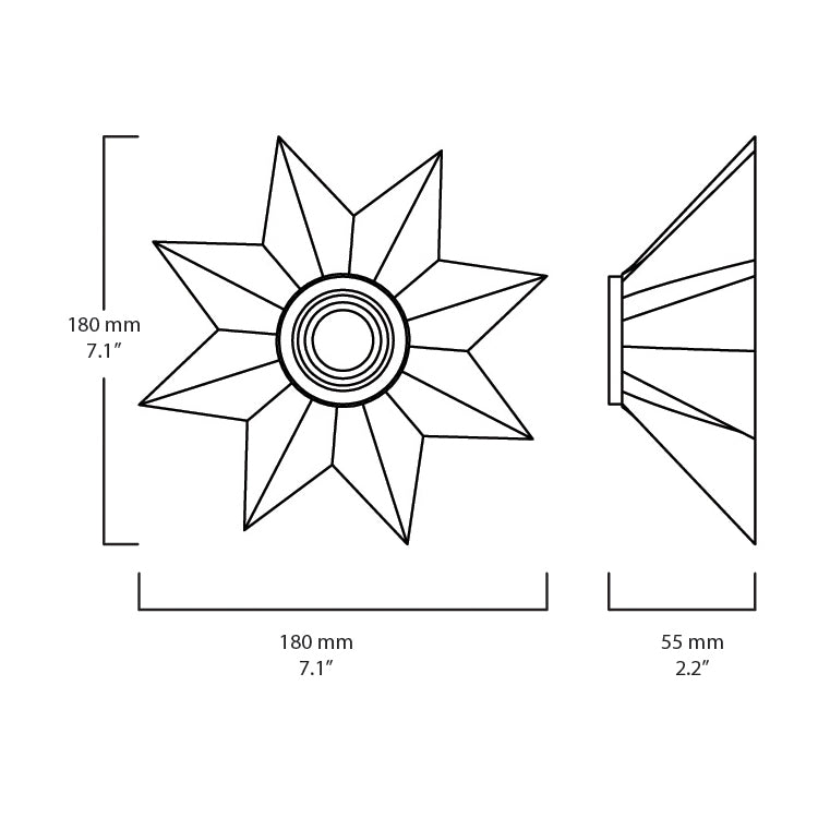 Plank Hardware ASTER Flush Mount Light - Unlacquered Brass