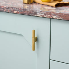 Plank Hardware BECKER Grooved Large Single T Pull - Brass
