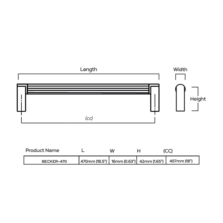 Plank Hardware BECKER Heavyweight 18.5" D Bar Handle - Antique Brass