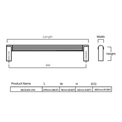 Plank Hardware BECKER Heavyweight 470mm D Bar Handle - Antique Brass