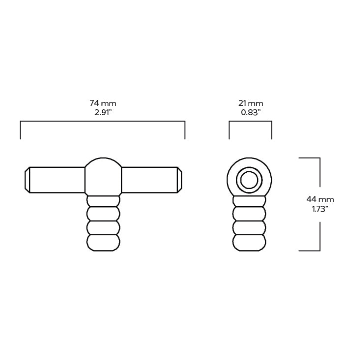 Plank Hardware ESBEN Single T Pull - Unlacquered Brass