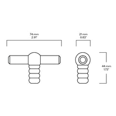 Plank Hardware ESBEN Single T Pull - Unlacquered Brass