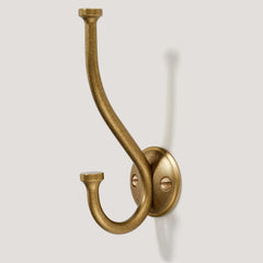 Plank Hardware GRAYSON Shaker Double Fixing Hook - Aged Brass