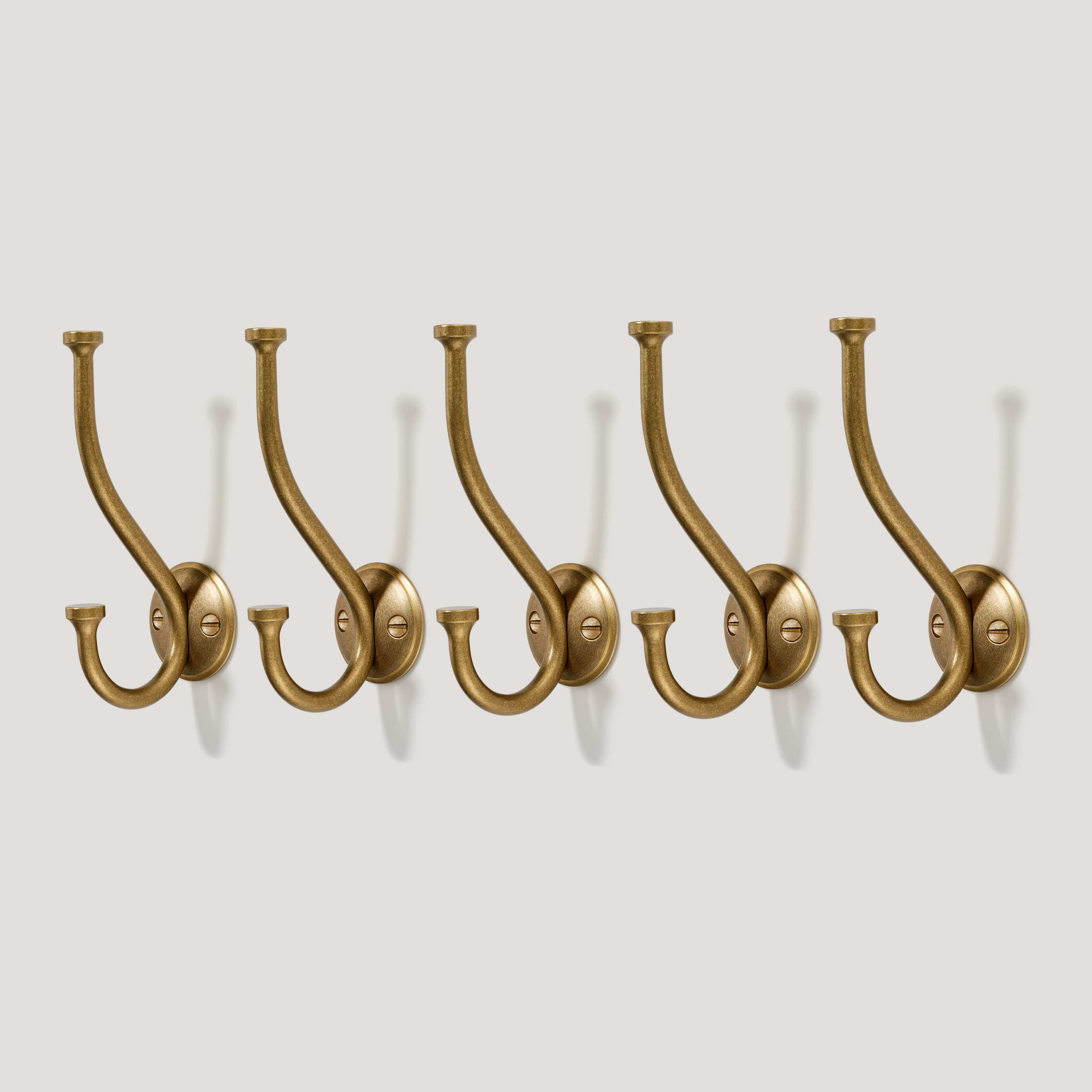 Plank Hardware GRAYSON Shaker Double Fixing Hook - Aged Brass