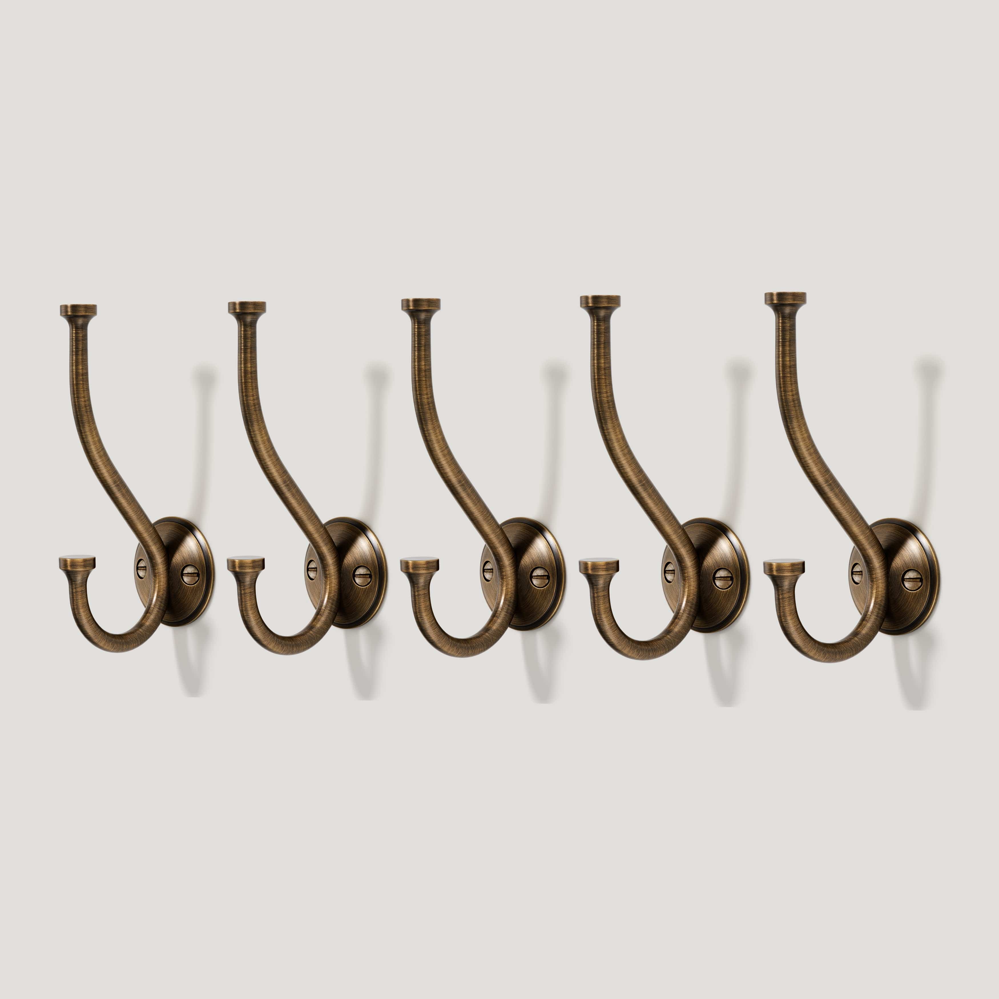Plank Hardware GRAYSON Shaker Double Fixing Hook - Antique Brass