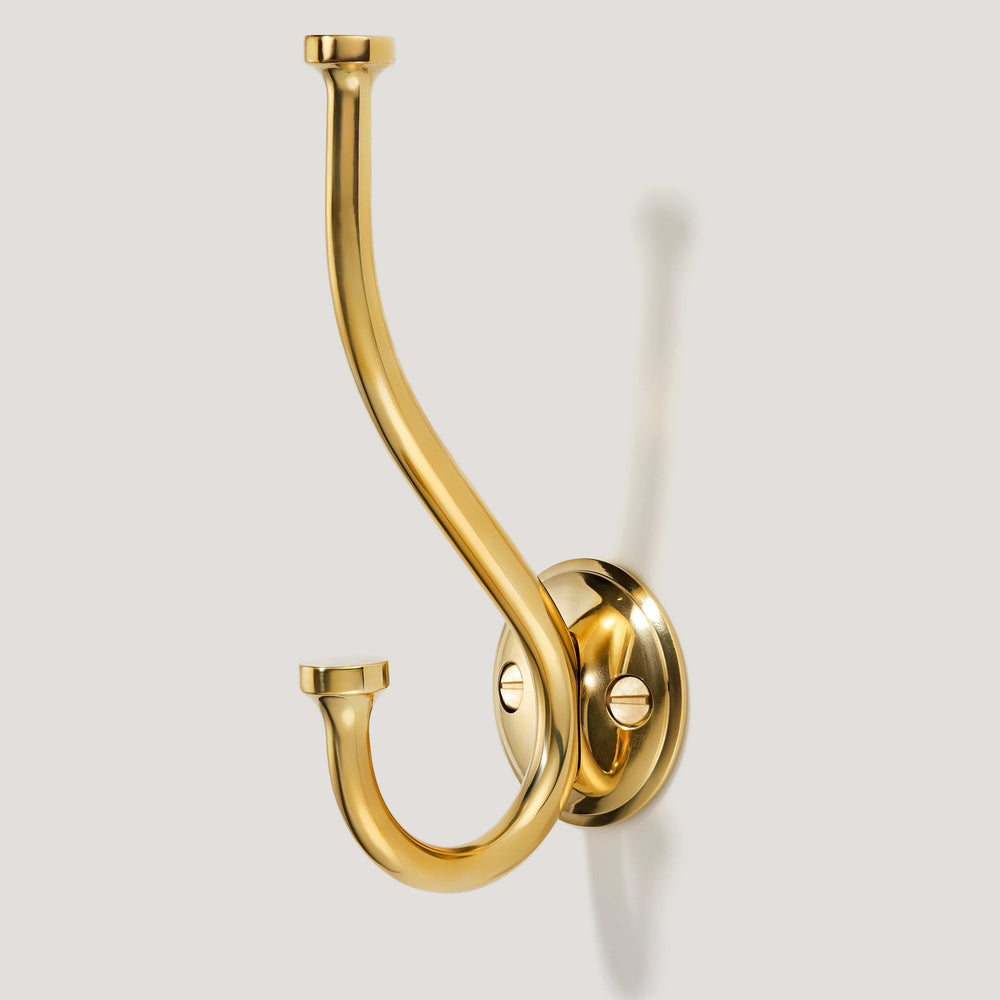 GRAYSON Shaker Double Fixing Hook - Unlacquered Brass
