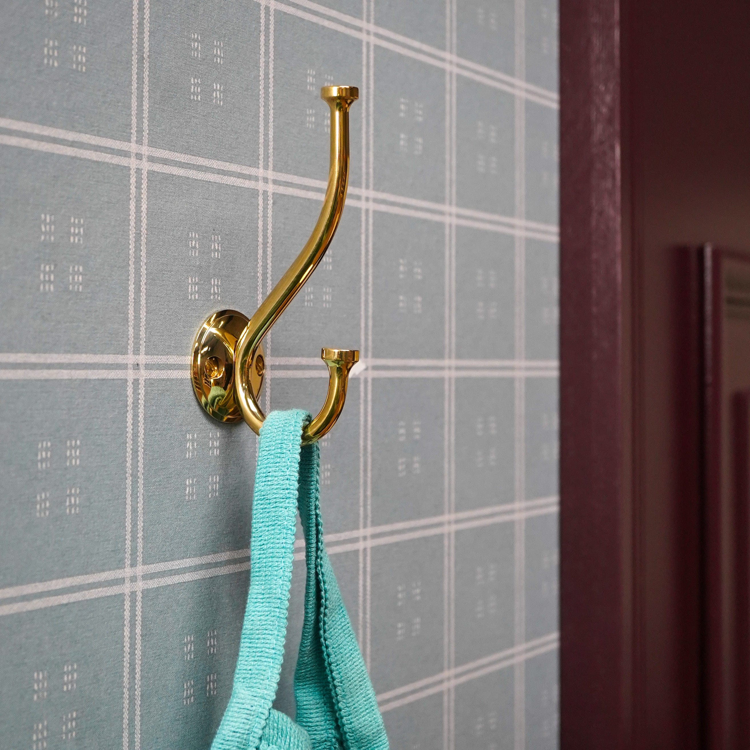 Plank Hardware GRAYSON Shaker Double Fixing Hook - Unlacquered Brass