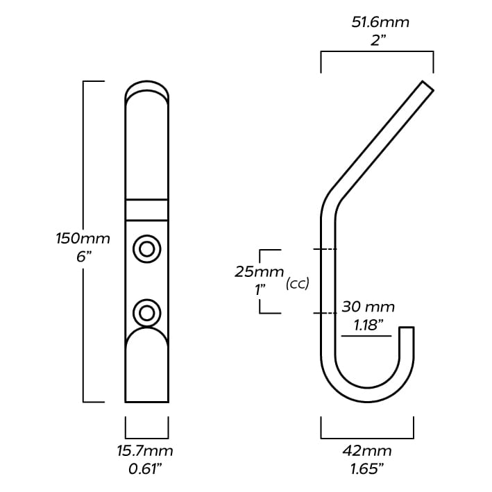 Plank Hardware HOFFMAN 6" Hook - Brass