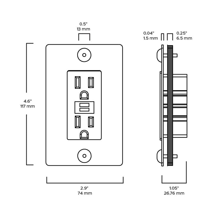 Plank Hardware JASPER 1G 15A GFCI Outlet - Brass