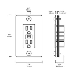Plank Hardware JASPER 1G 15A GFCI Outlet - Brass