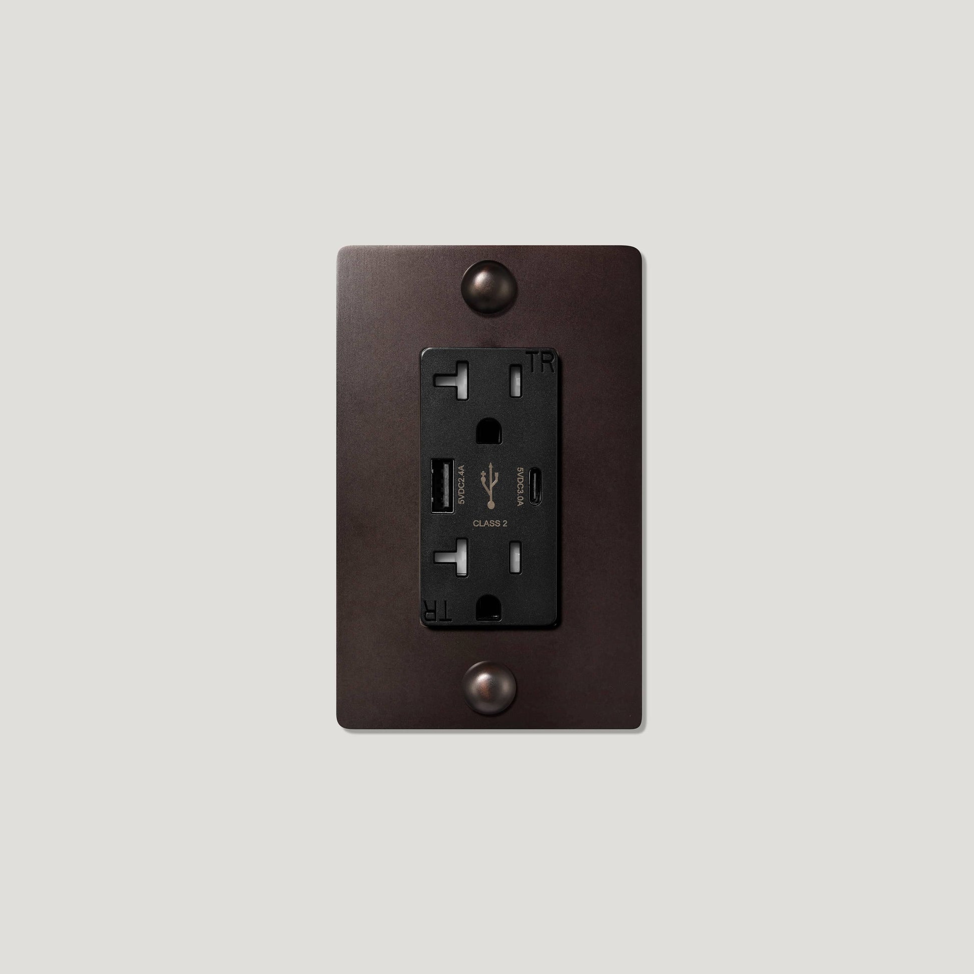 Plank Hardware JASPER 1G 20A USB Outlet - Blackened Bronze