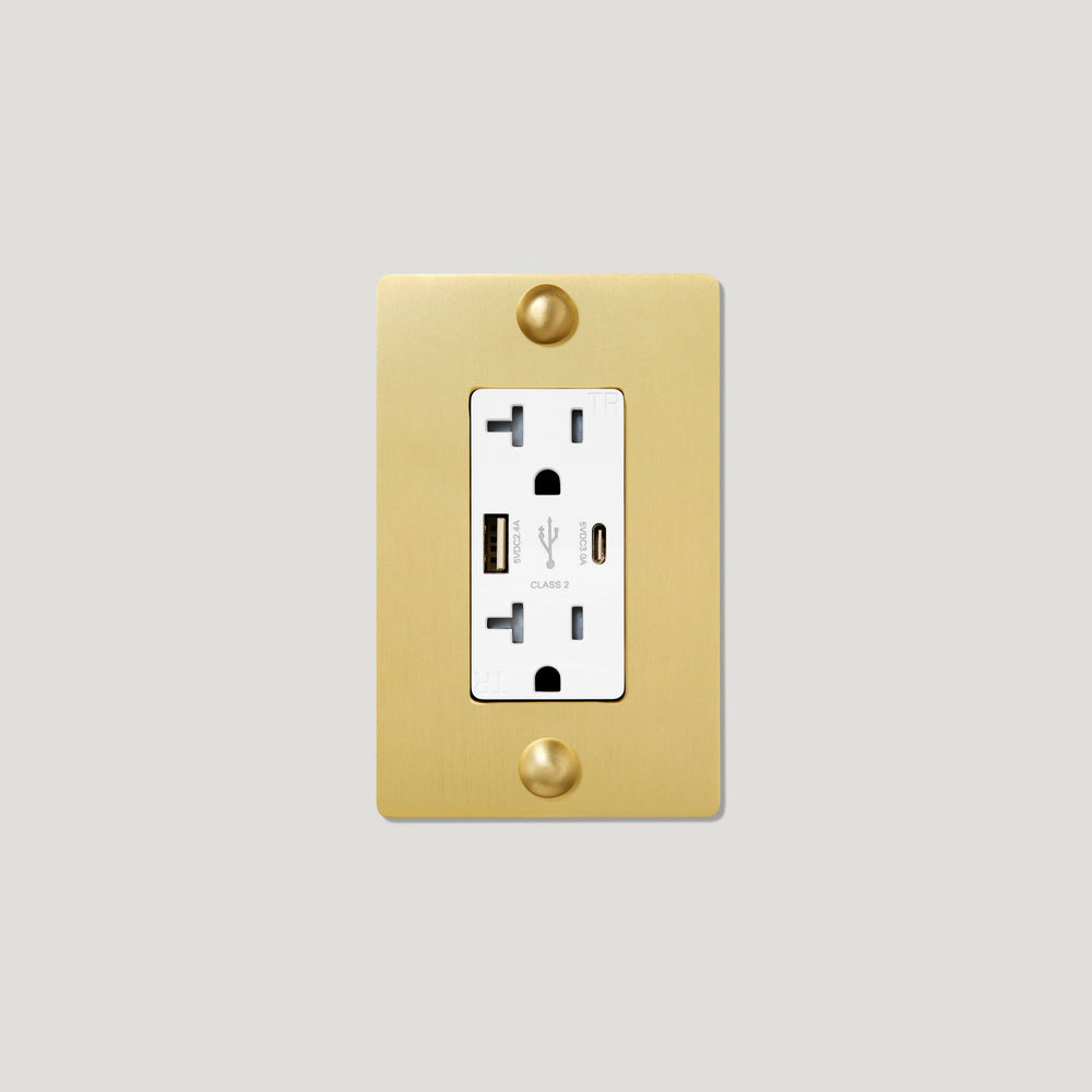 JASPER 1G 20A USB Outlet - Brass