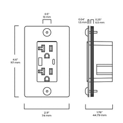 Plank Hardware JASPER 1G 20A USB Outlet - Brass