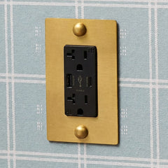 Plank Hardware JASPER 1G 20A USB Outlet - Heirloom Brass
